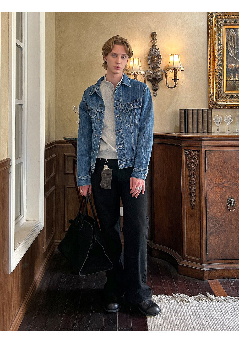 EME Slub Pattern Old Vintage Short Wide Jacket