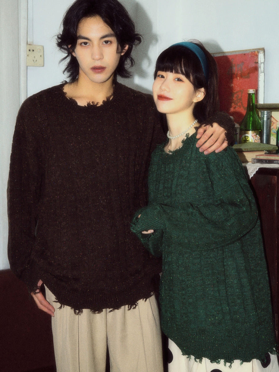 ALOHA Vintage Lazy Slack Twist Striped Sweater