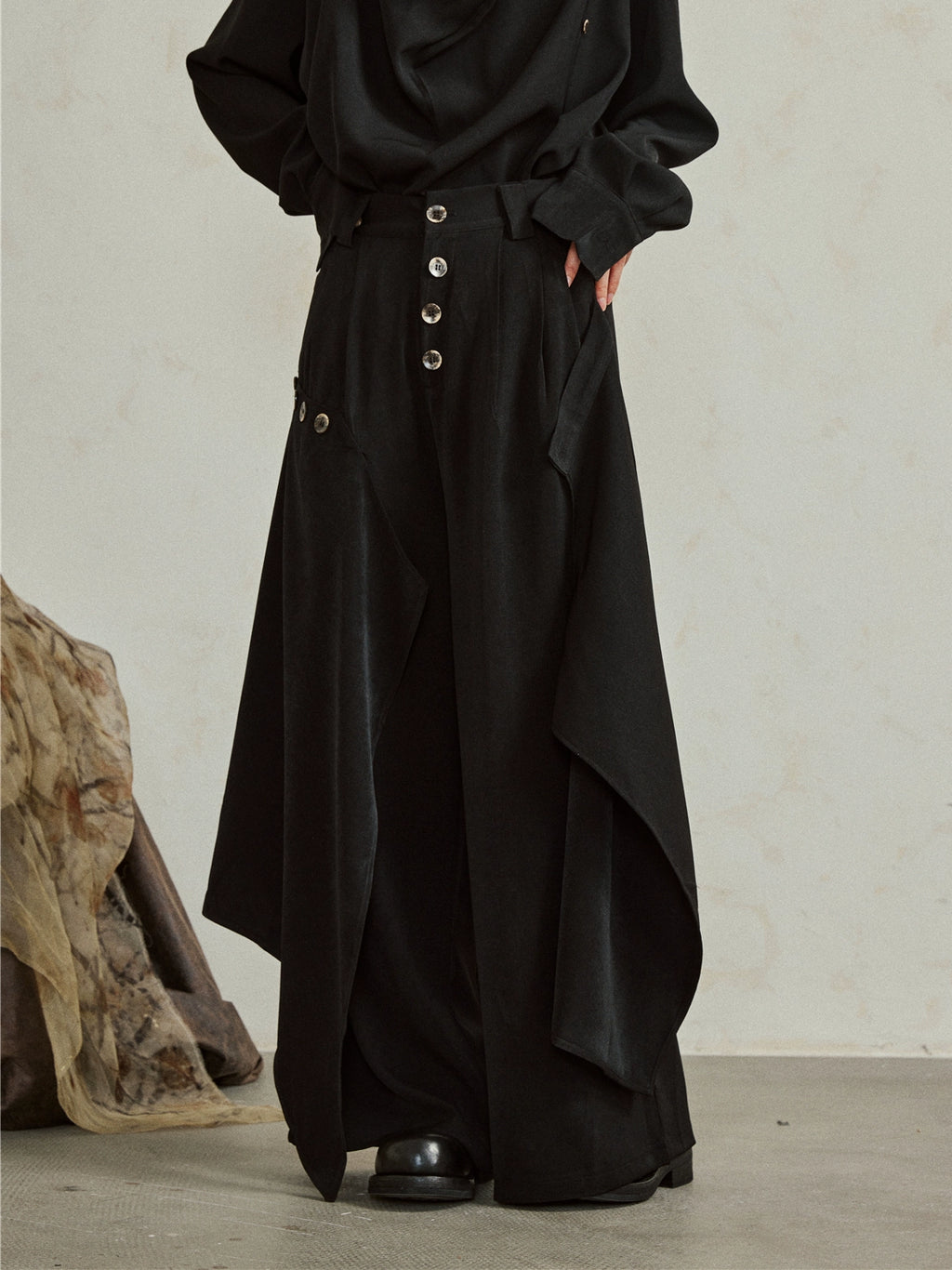 SUNYVONNE Irregular Multi-piece Two-wear Wide-leg Pants