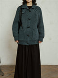 SUNYVONN Horn Buckle Stand-up Neck Knitted Cardigan