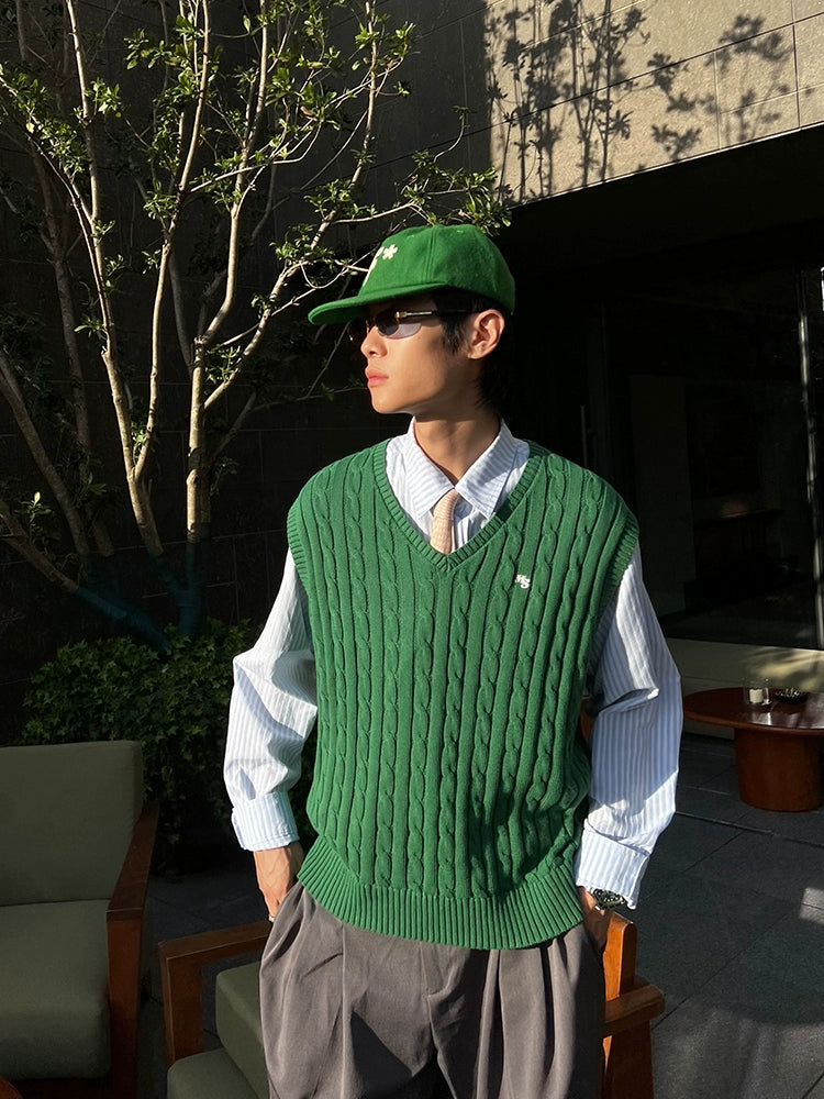 EAHO Retro Lazy Wind Sleeveless Knitted Vest Sweater
