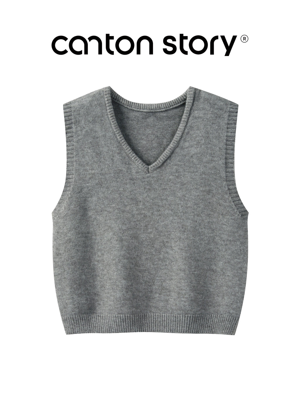 Cantonstory Vintage V-Neck Knitted Vest