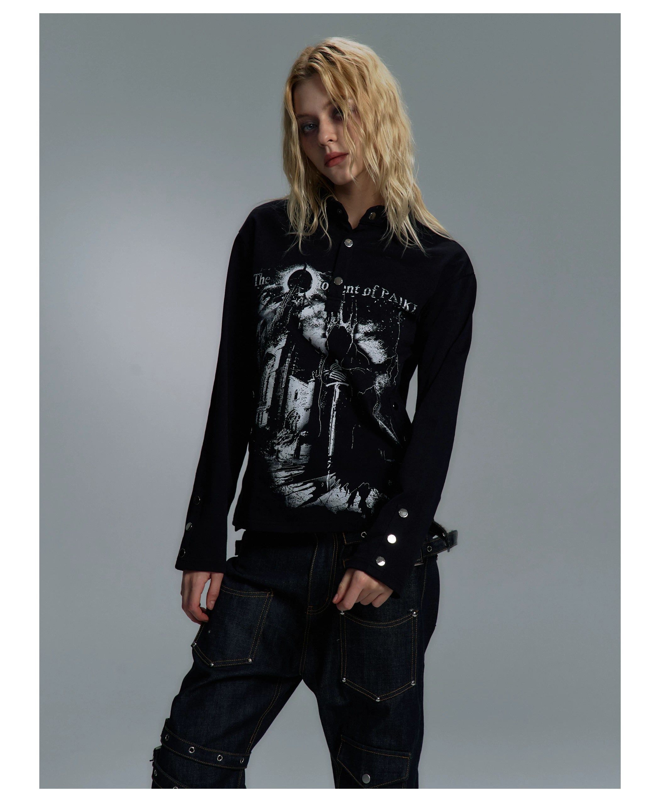 PAIKI Castle Print Casual Long Sleeve