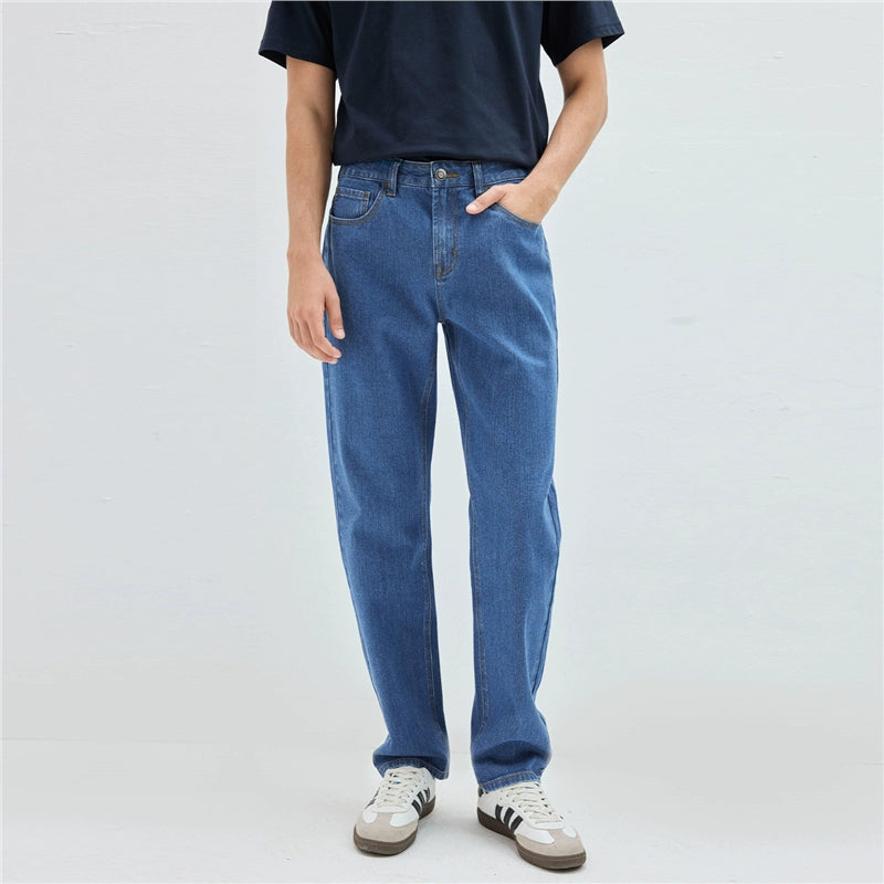 Giordano Straight Mid-waist Micro-elastic Denim Trousers