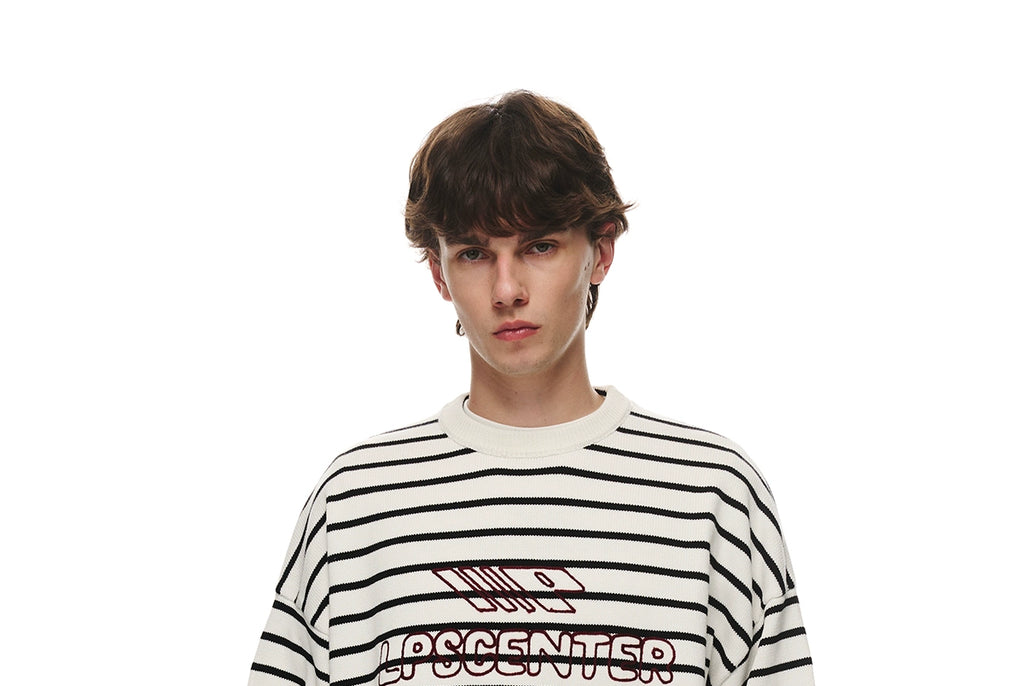 Loopsoon Chain Embroidered Striped Sweater