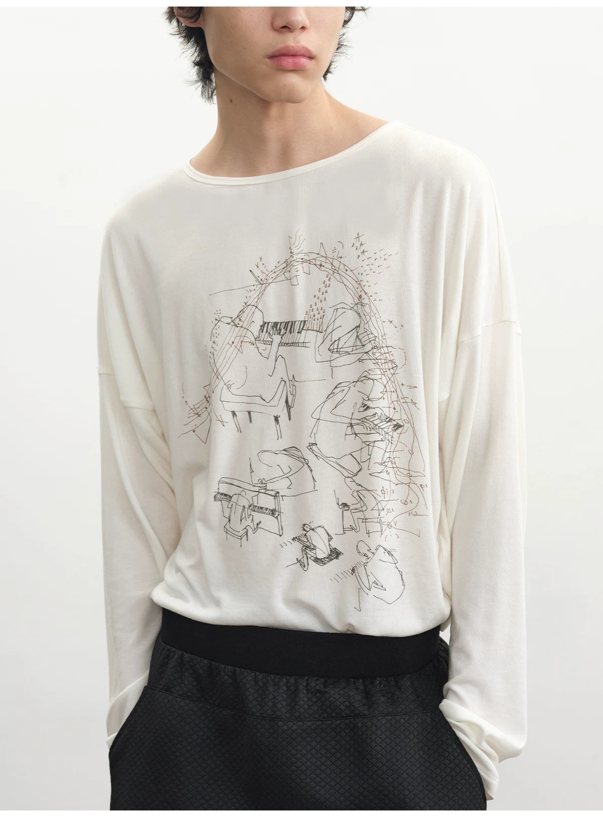 JCAESAR Piano Music Print Long Sleeve