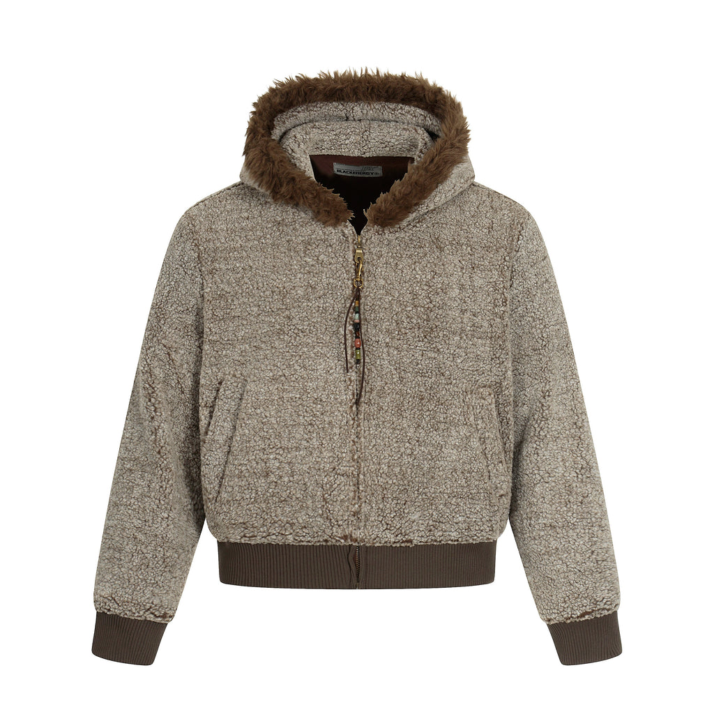NOMANIAI Retro Short Slim Lamb Wool Thickened Coat