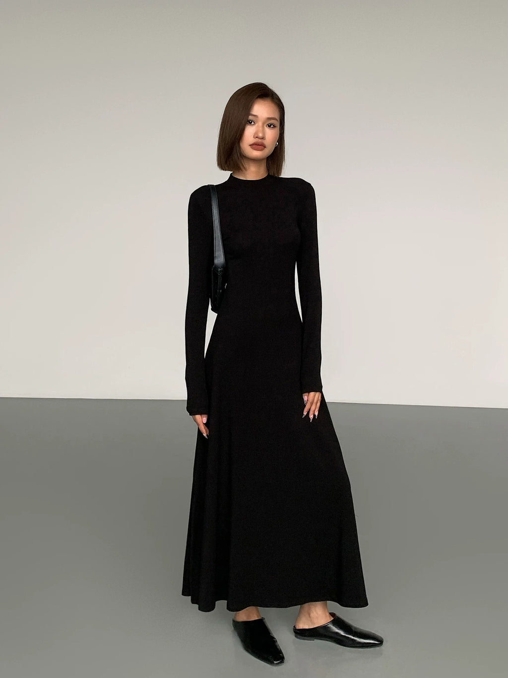 OUSPH Slim-fit Temperament Long-sleeved Knitted Dress