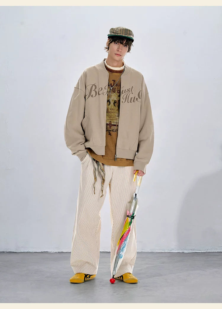 BJHG Design Sense Baseball Knitted Cardigan Jacket