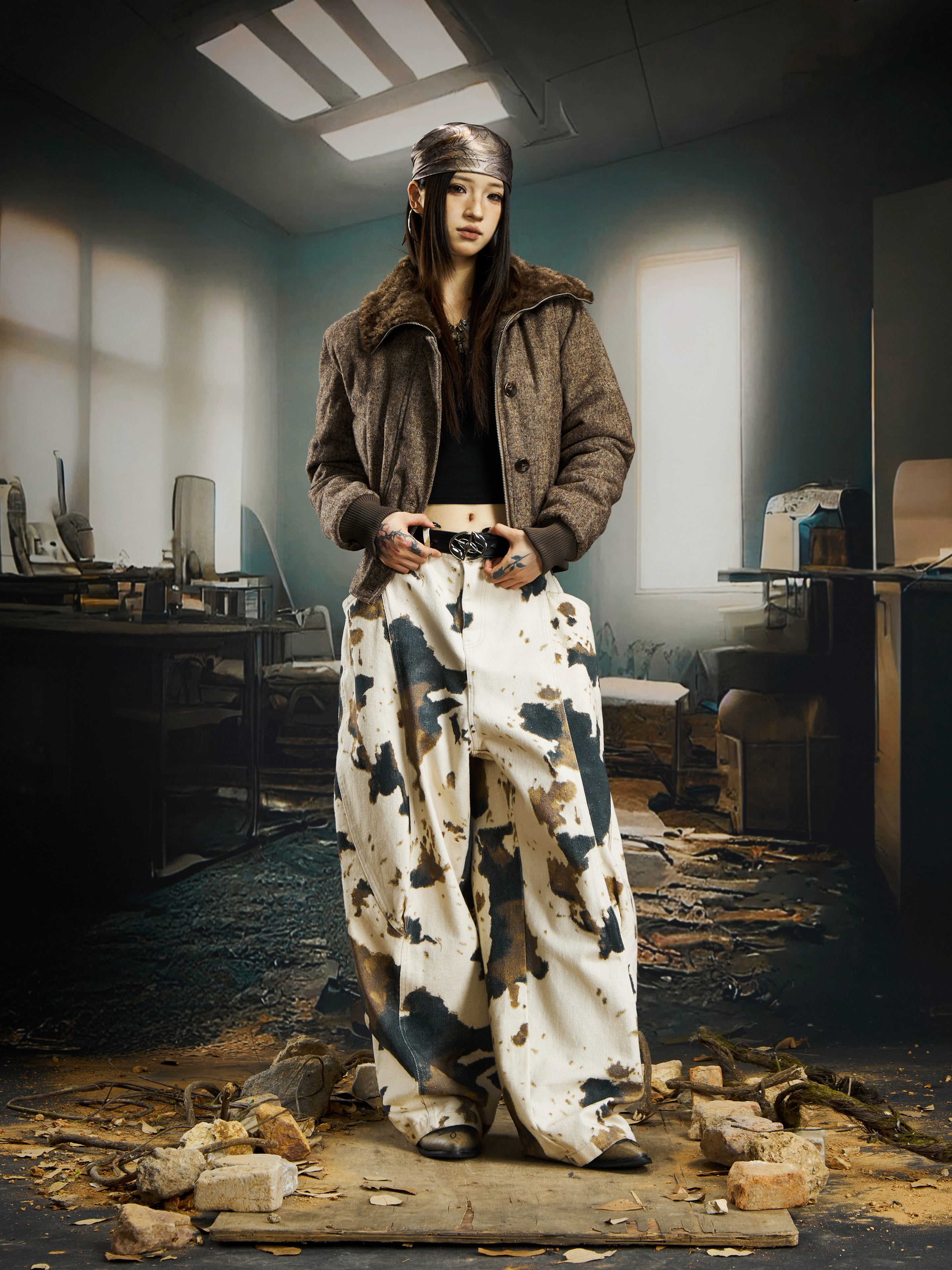 NOMANIAI Wool Lapel Retro Short Cotton-padded Clothes