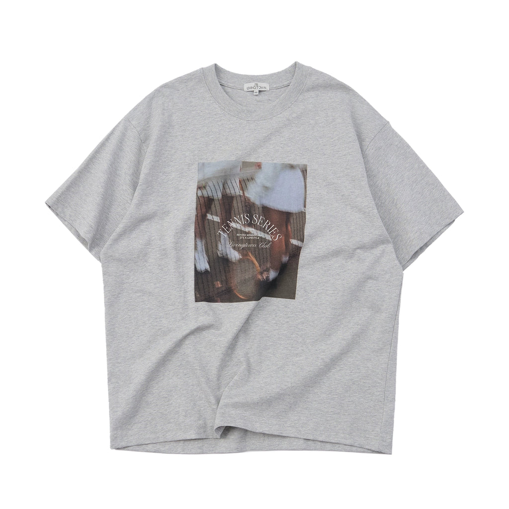LIVINGTOWN Retro Tennis Theme Print Versatile tee
