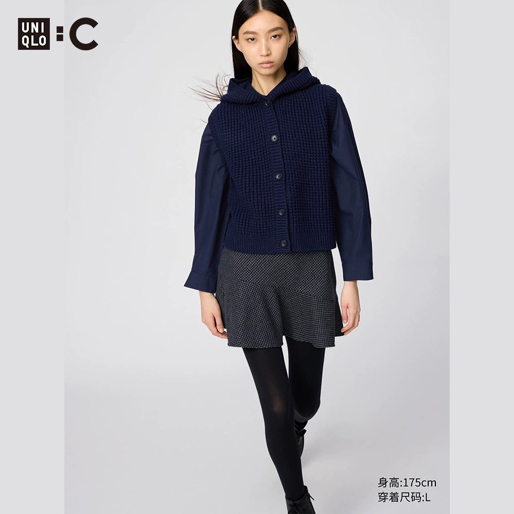 Uniqlo Waffle Hooded Knitted Vest