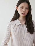 VOOE Striped Half-open Zip Shirt