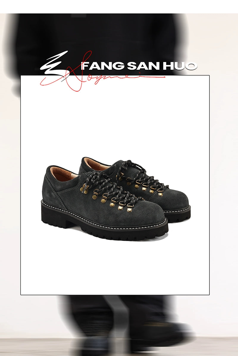FANGSANHUO Retro Tooling Shoes Low-top Heightening Casual Shoes