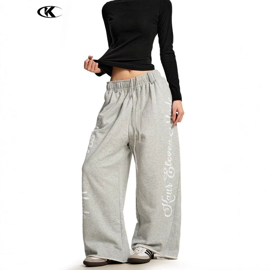 11KN Retro Hip-hop Alphabet Print Drawstring Slacks