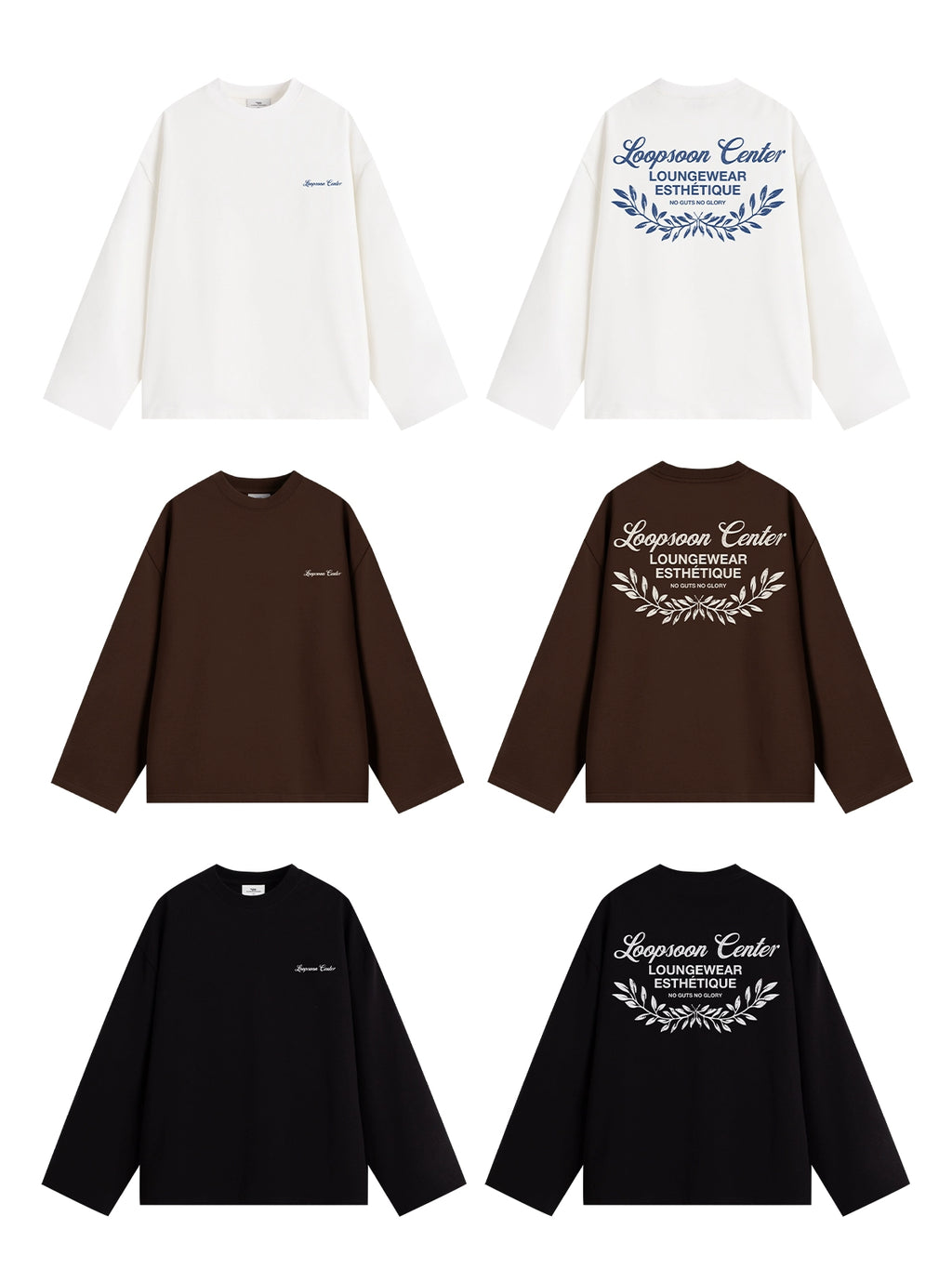 Loopsoon Back Wheat Ear Printing Simple Versatile Long Sleeve