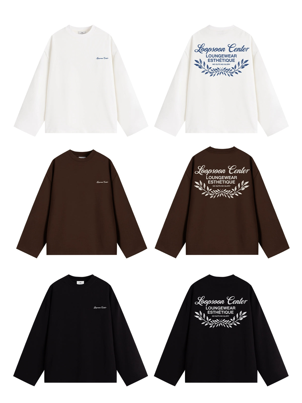 Loopsoon Back Wheat Ear Printing Simple Versatile Long Sleeve
