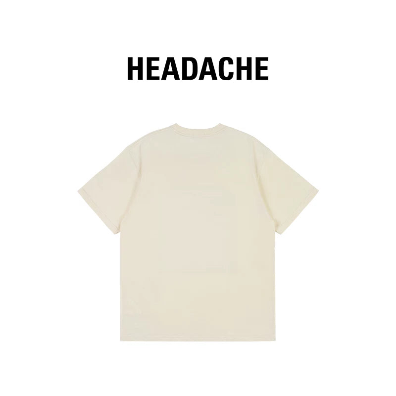 HEADACHE Casual Round Neck Oversized Tee