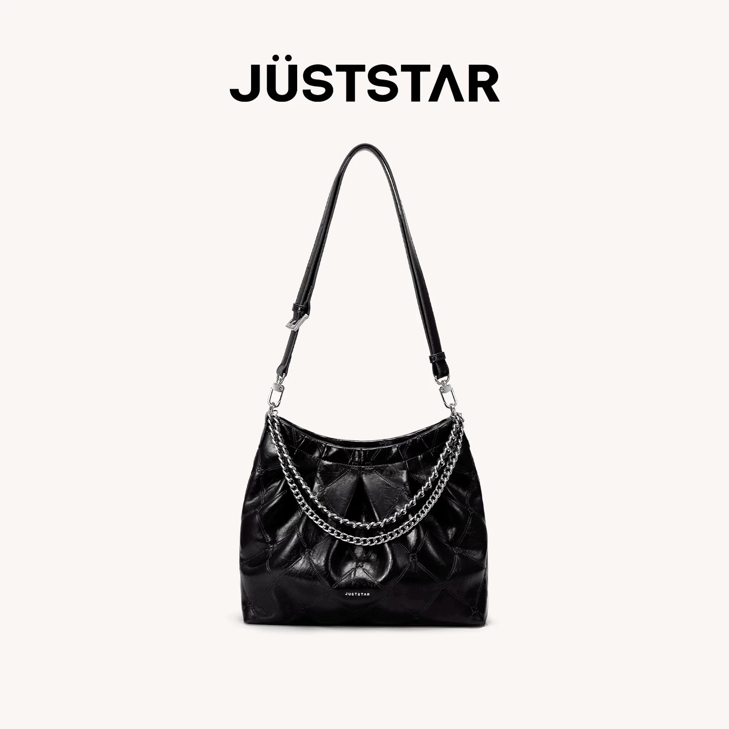 JUST STAR Crossbody Premium Oil Wax Leather Large Capacity Tote Bag