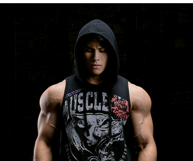 Muscle Dog Cool Loose Hooded Gym Tee