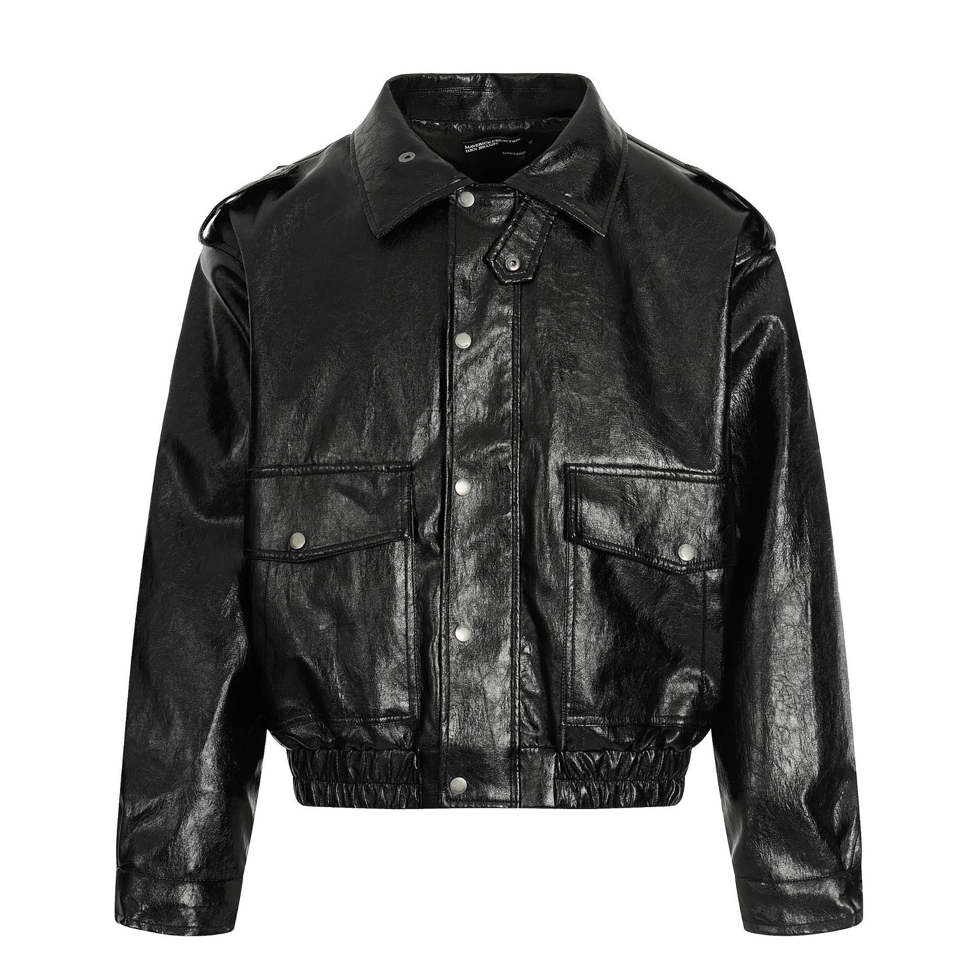 11KN Vintage Lapel Loose Motorcycle Suit Leather Jacket