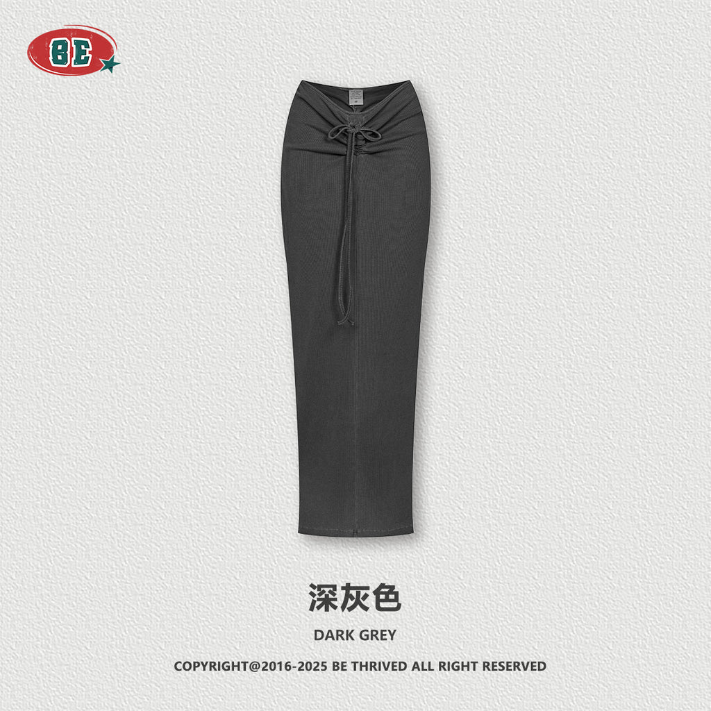 BE Women's Retro Maillard Slim Skirt Pleated Hip Skirt