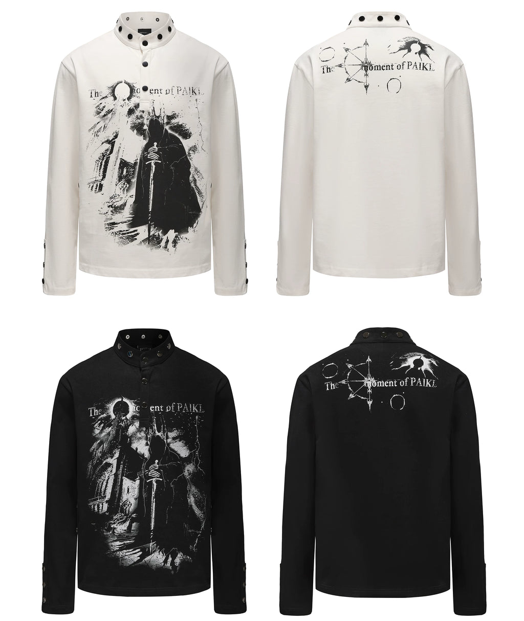 PAIKI Castle Print Casual Long Sleeve