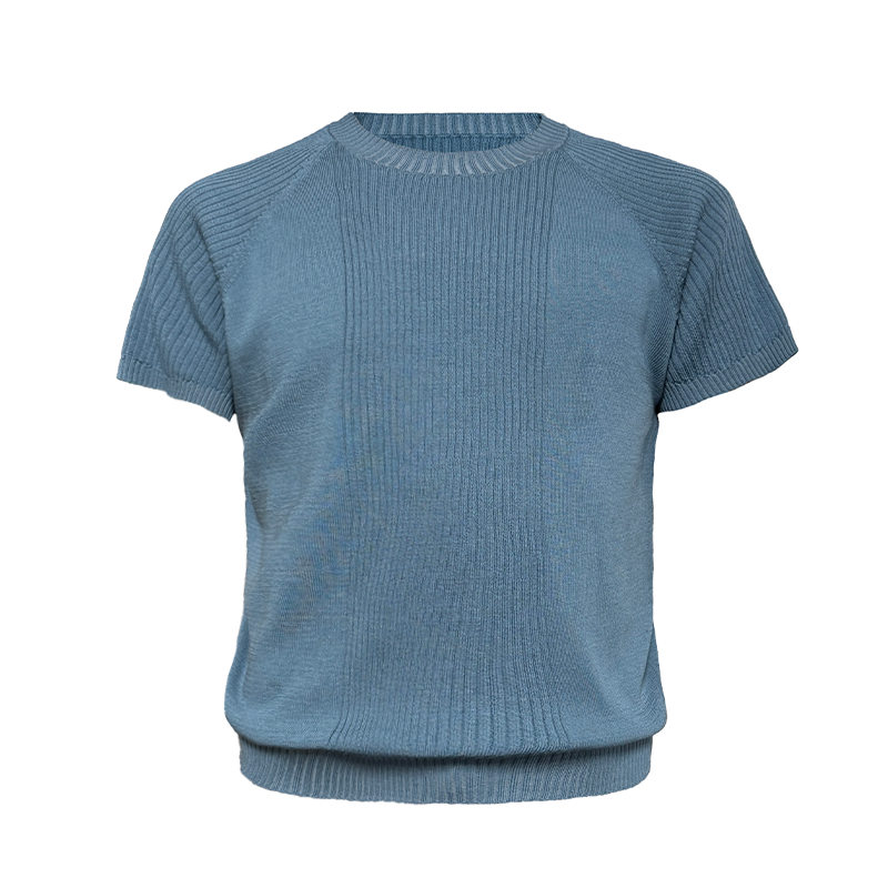 JCAESAR Pit Strip Knitted Shoulder Tee
