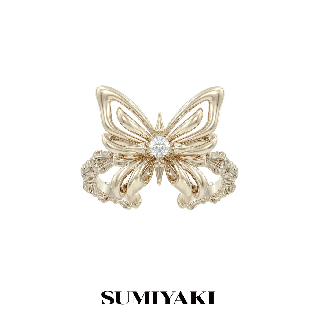 Sumiyaki 6.8g Gold-Plated Butterfly Ring Set