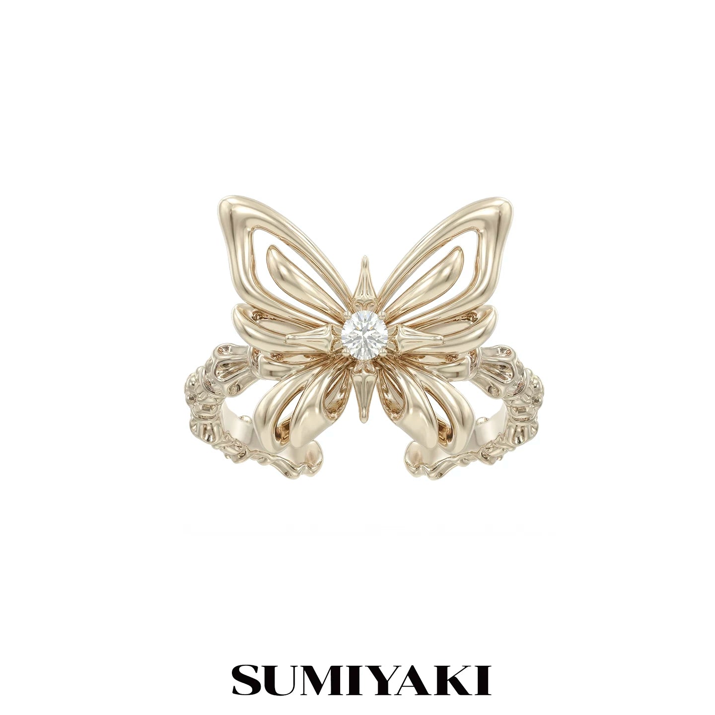 Sumiyaki 6.8g Gold-Plated Butterfly Ring Set
