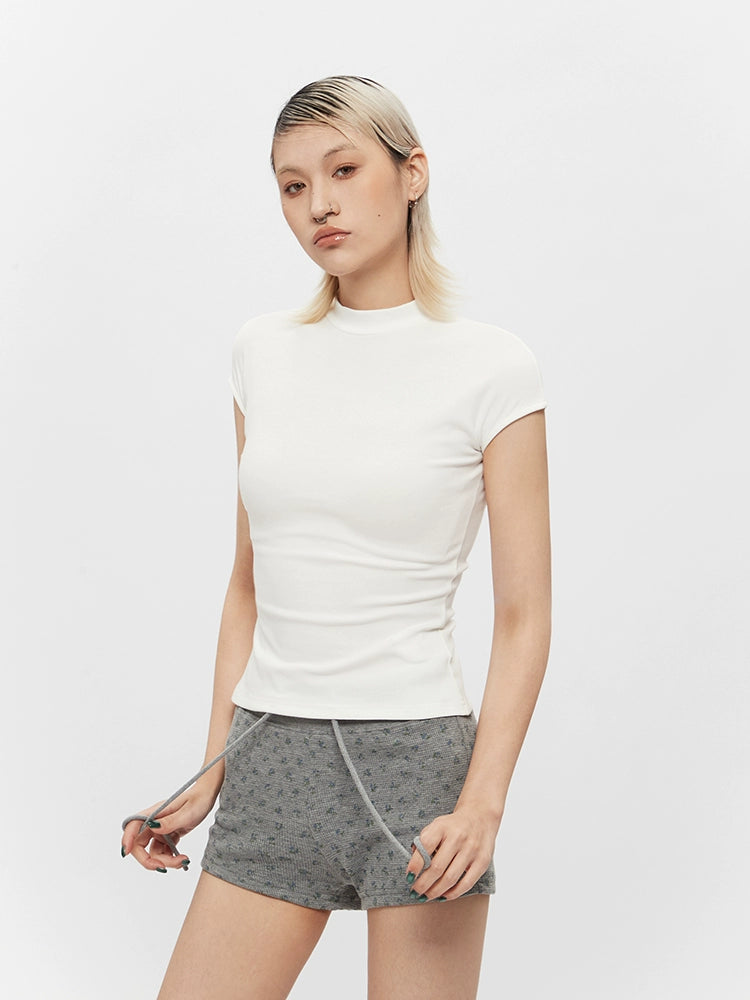 AIRHOOD Stand-up Collar Slim-fitting Semi-turtleneck Tee
