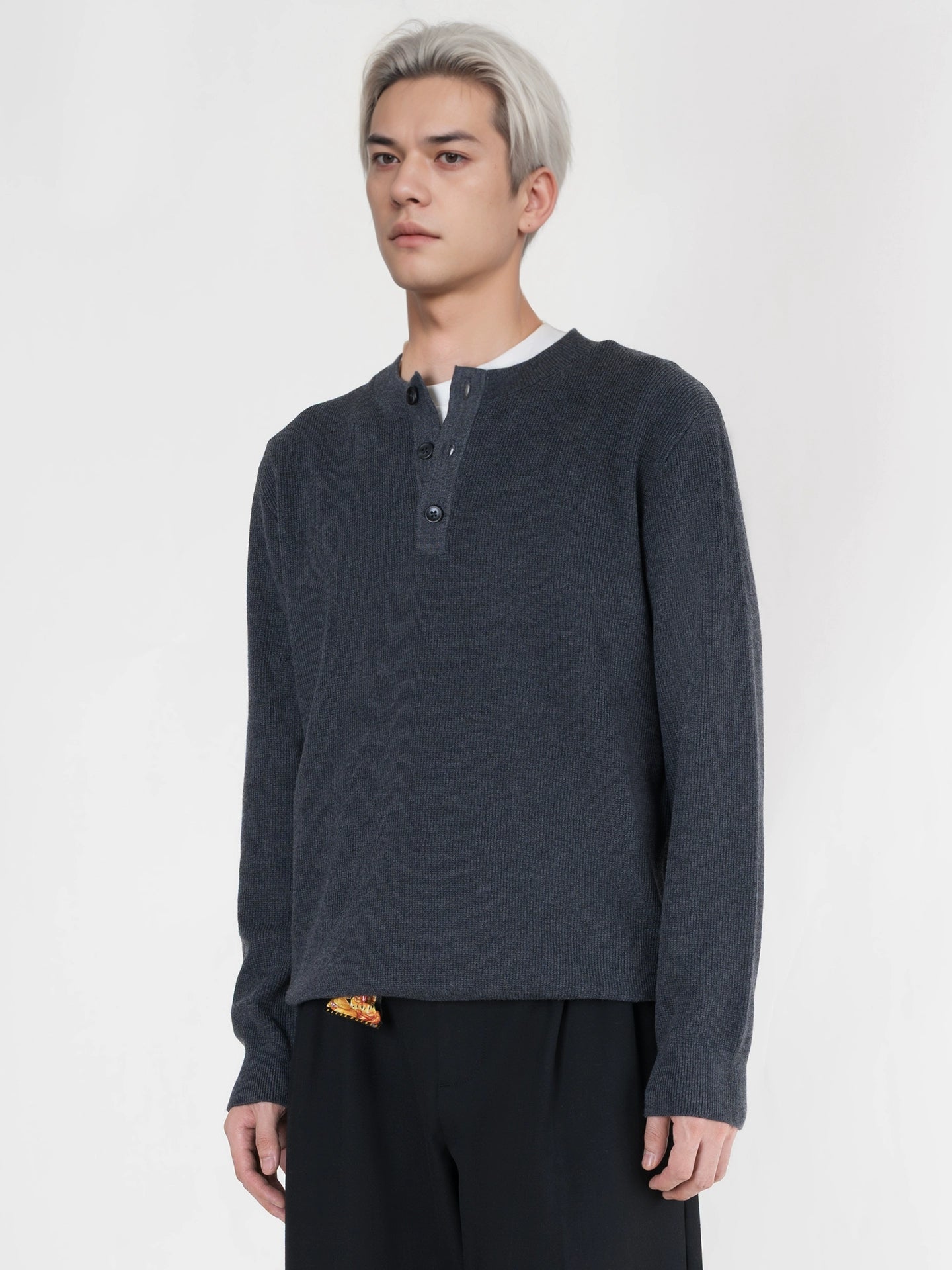 PERDU Henry Neck Casual Knitted Sweater