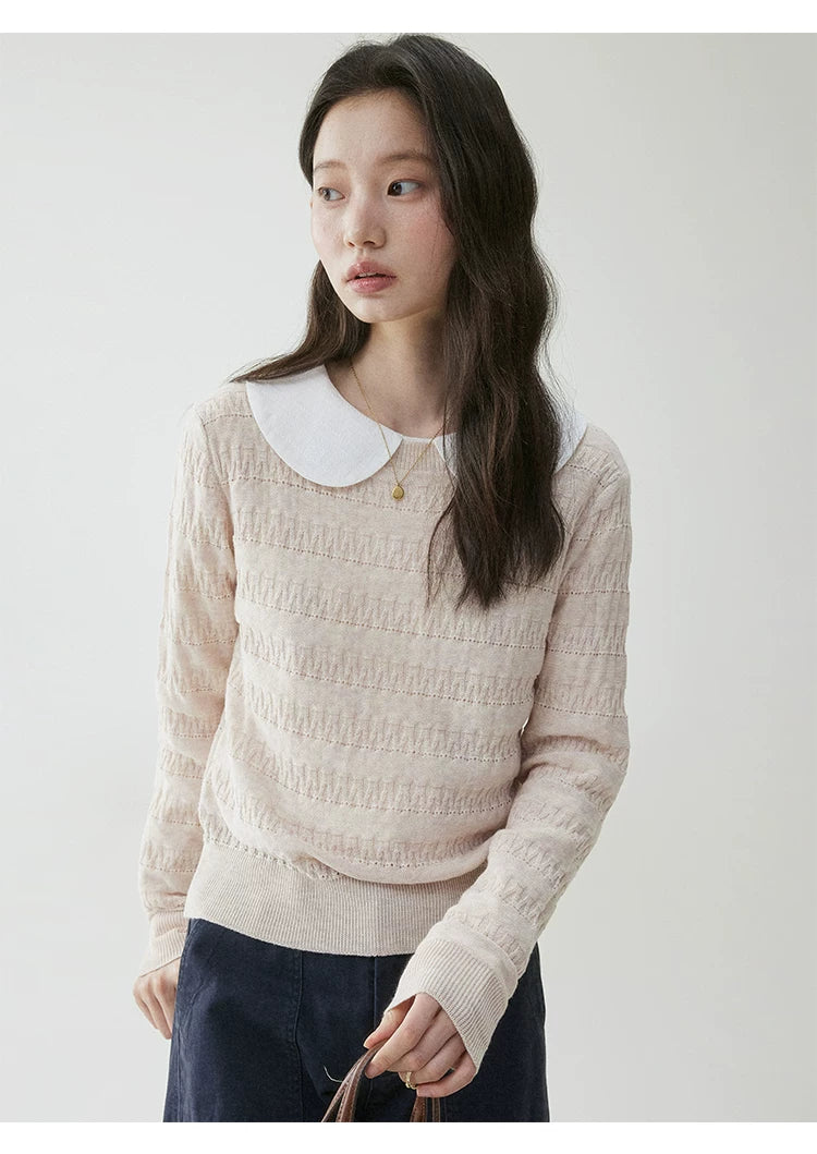 VOOE Contrast Shoulder Crew Neck Sweater