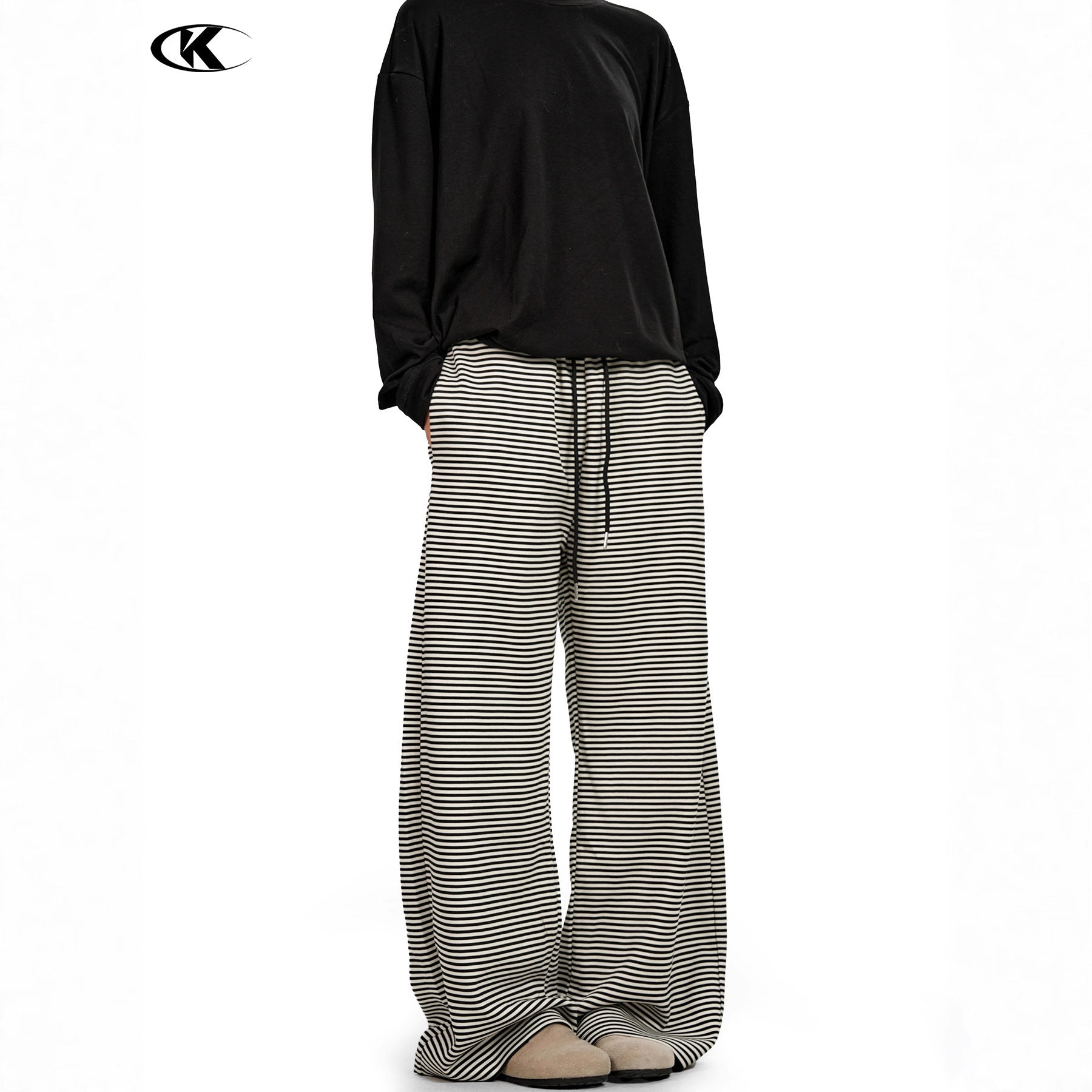 11KN Retro Straight Casual Wide-leg Floor Pants