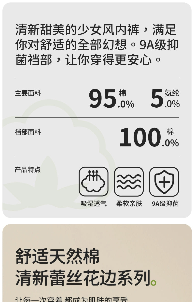 Urban Butterfly Cotton Antibacterial Traceless Middle Waist Triangle Shorts