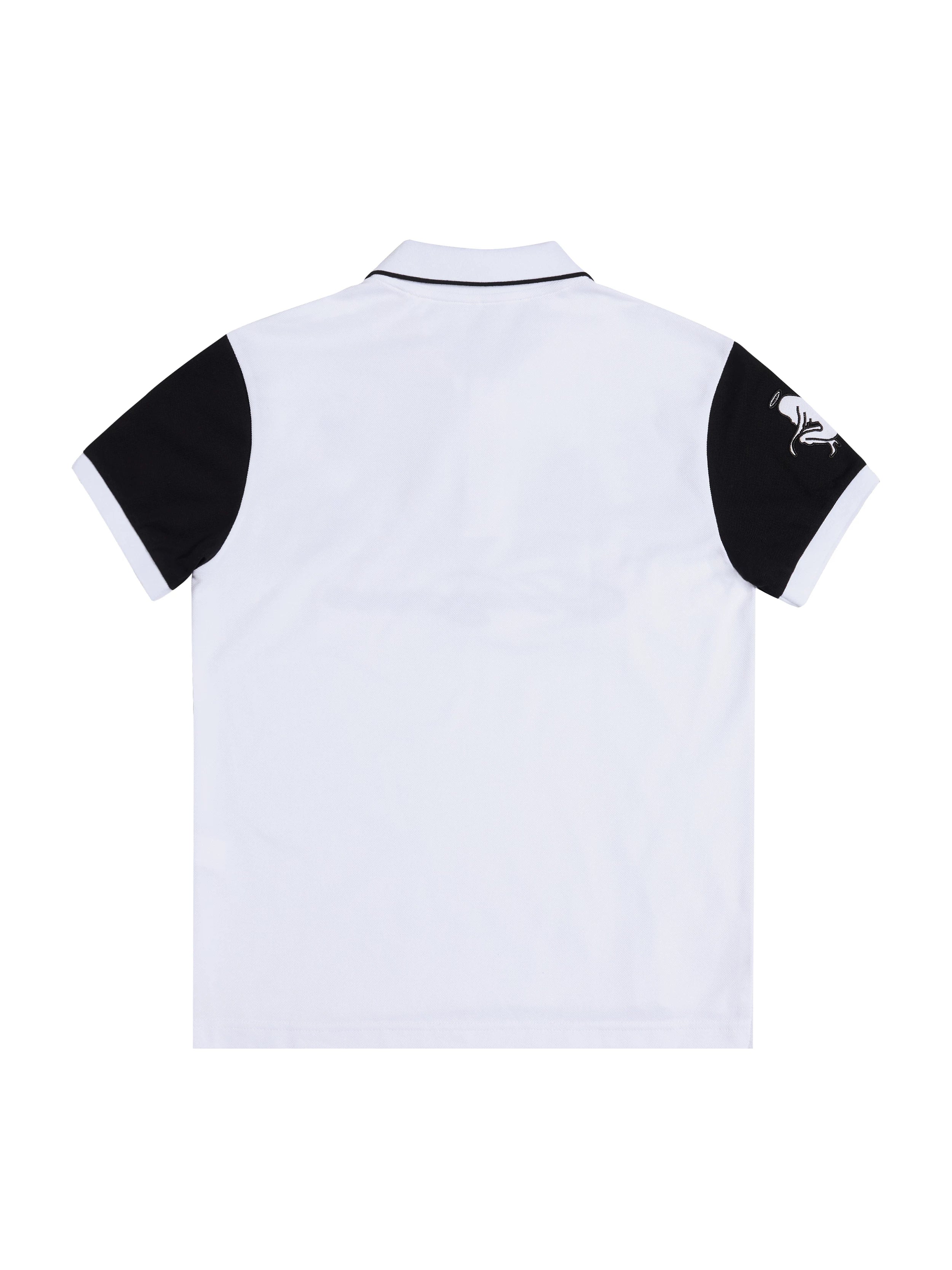 HAS2SONS Polo Collar Front Shoulder Contrasting Tee