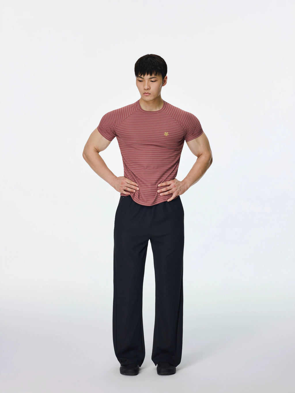 AFTERGLOW Striped Slim-fit Shoulder Sleeve Tee