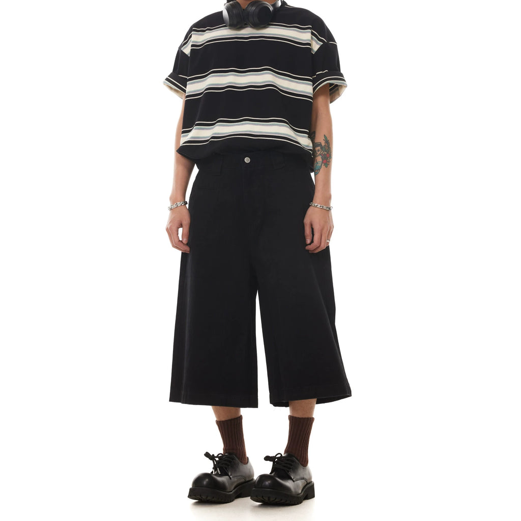 BTSG  classic simple cut versatile wide-leg seven-point medium pants