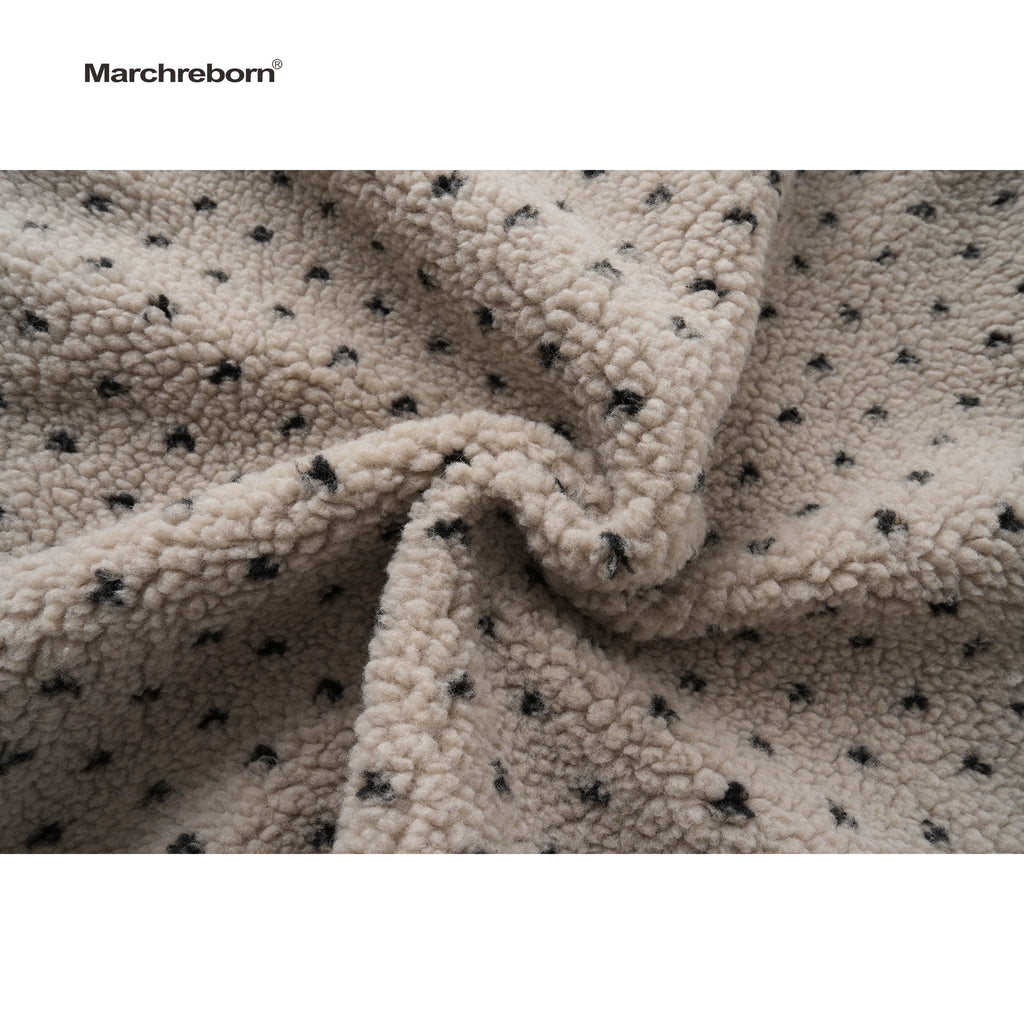 Mershier Vintage Lamb Faux Polka Dot Hooded Padded Jacket