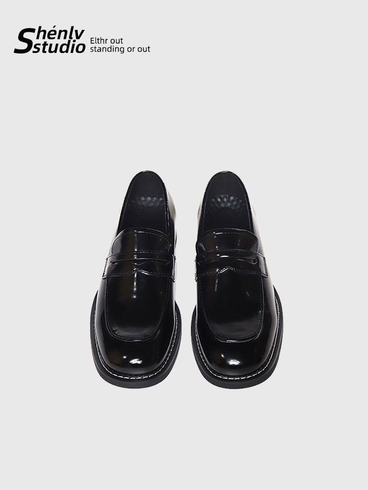 SHENLV STUDIO Minimalist Open Round Head Leather Shoes