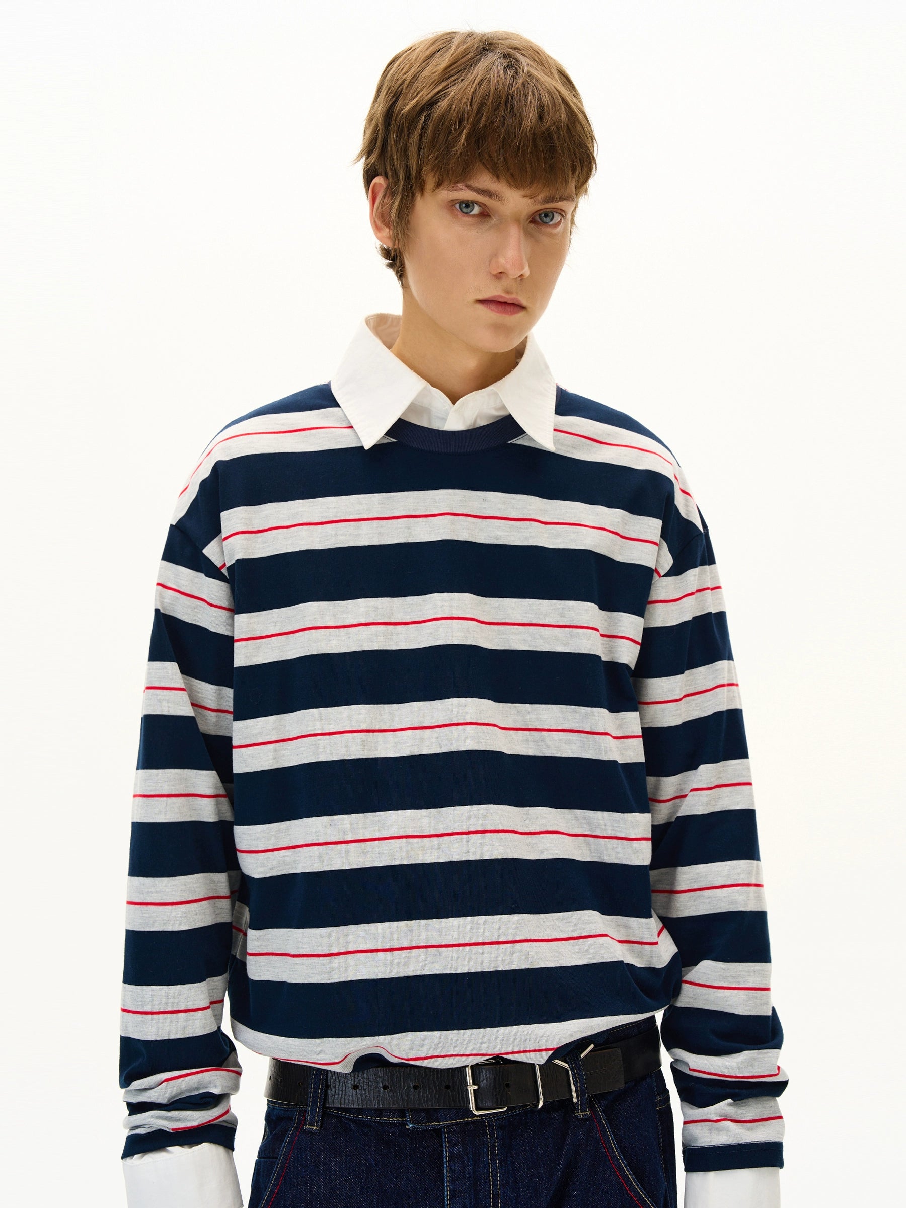 MADWITCH Classic Contrast Splicing Striped Long Sleeve