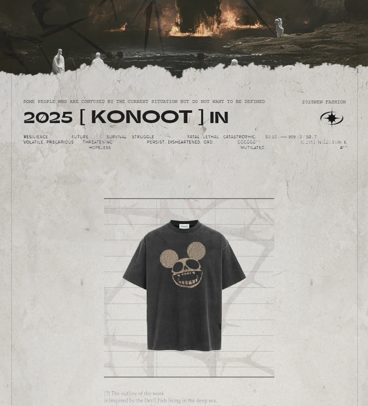 [KONOOT] 25SS (Skull Mickey) washed and old BoxyFit version * 280G ice-feeling short sleeves Tee