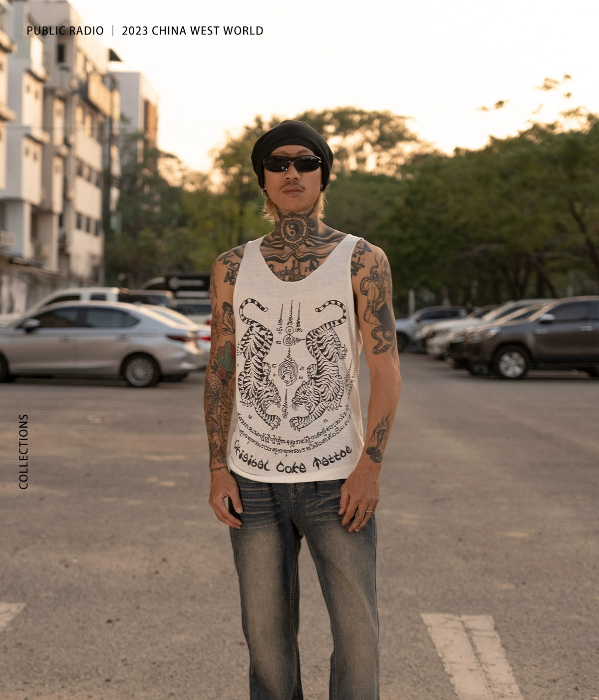 PUBLICRADIO Vintage Washed Rust Denim Flared Pants