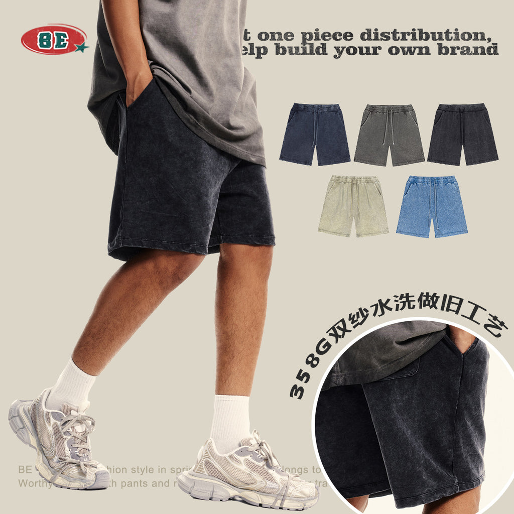 BE Five-point Washed Snowy Shorts
