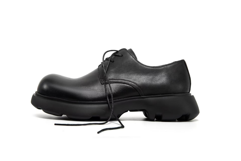 NO LOGO Round Head Mickey Derby Leather Shoes