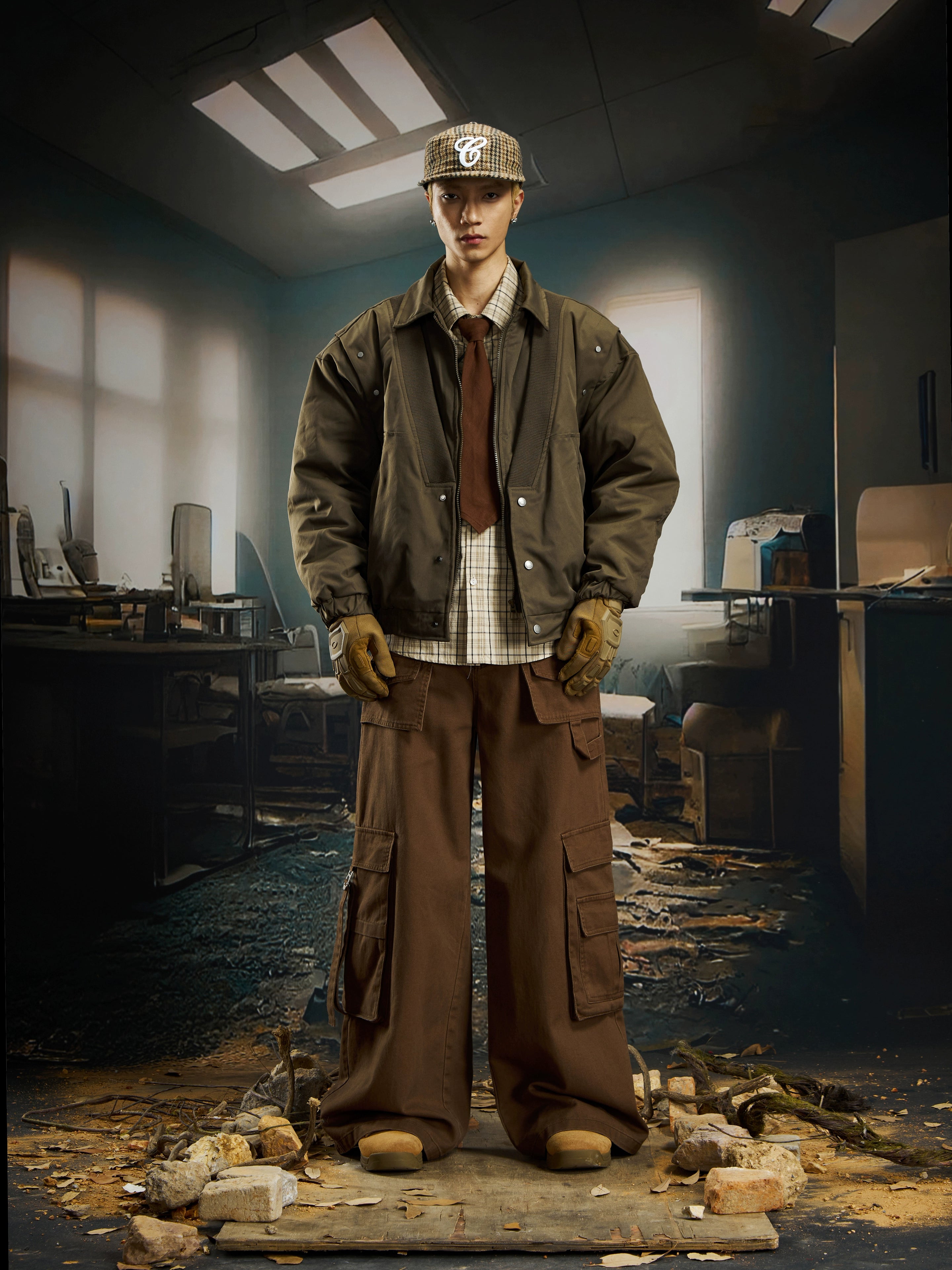 NOMANIAI Fake Two-piece Lapel V-neck Jacket