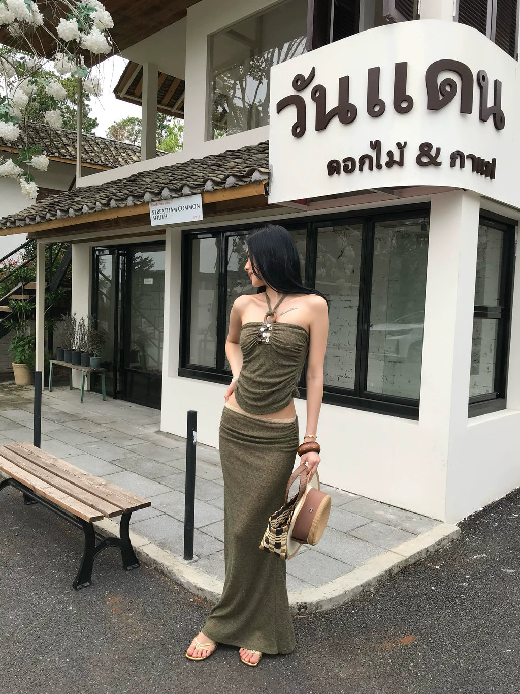Audwyn Slim and Thin Neck Tube Top Skirt Set