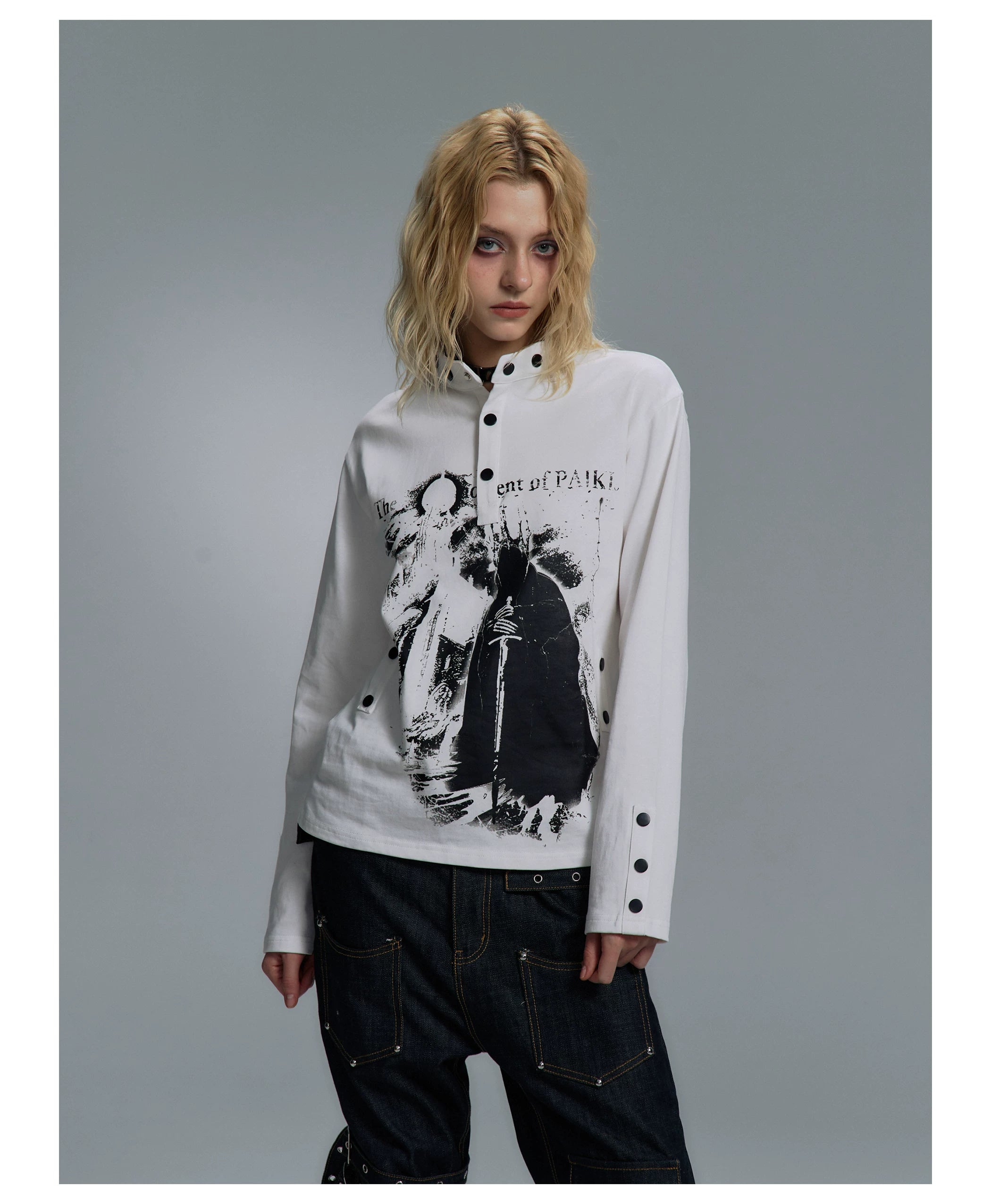 PAIKI Castle Print Casual Long Sleeve