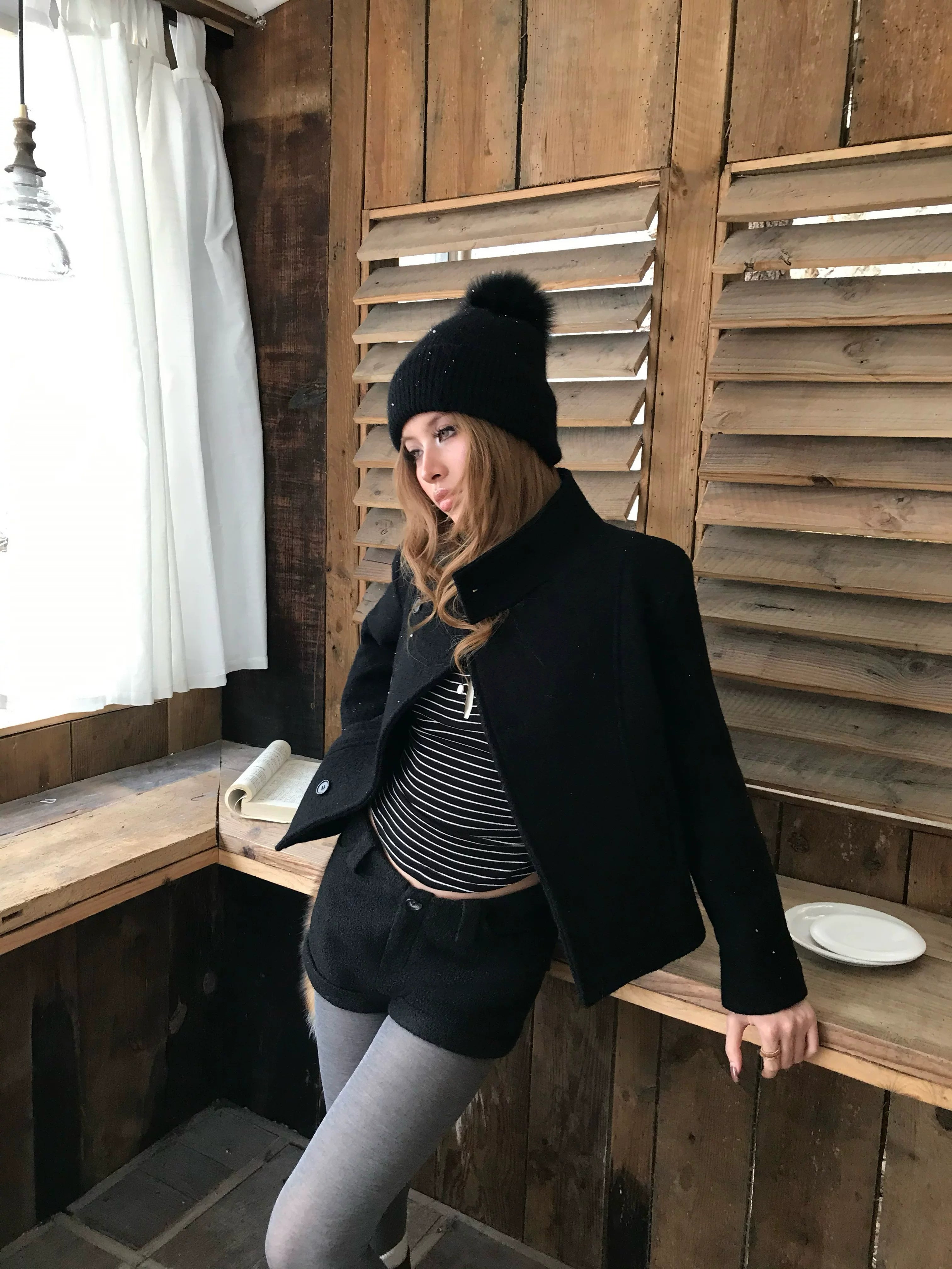 Audwyn 100 Wool Stand-Up Collar Skinny Versatile Coat