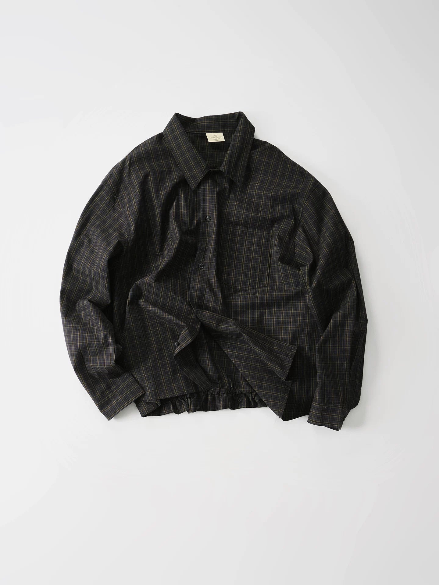 LIVINGTOWN Vintage Dark Check Loose Long-sleeved Shirt
